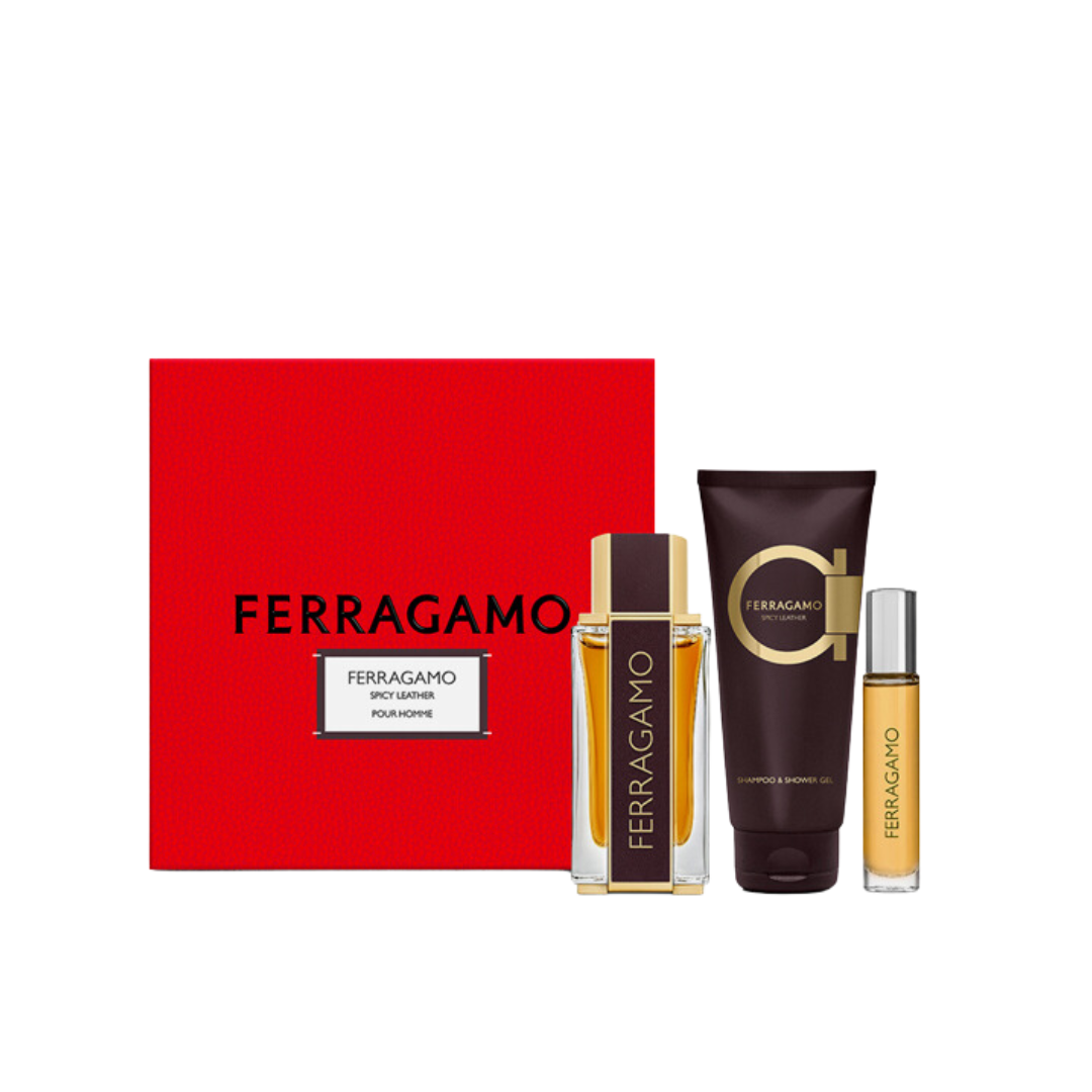 Salvatore Ferragamo Spicy Leather Homme Parfun Gift Set - Medaid International