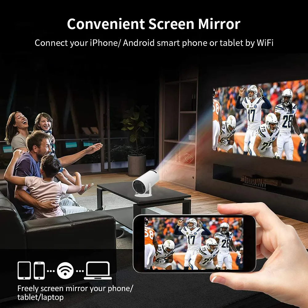 4K Mini Projector HY300: Full HD Home Theater, 4K Android Smart Bluetooth WiFi TV Projector - Medaid International