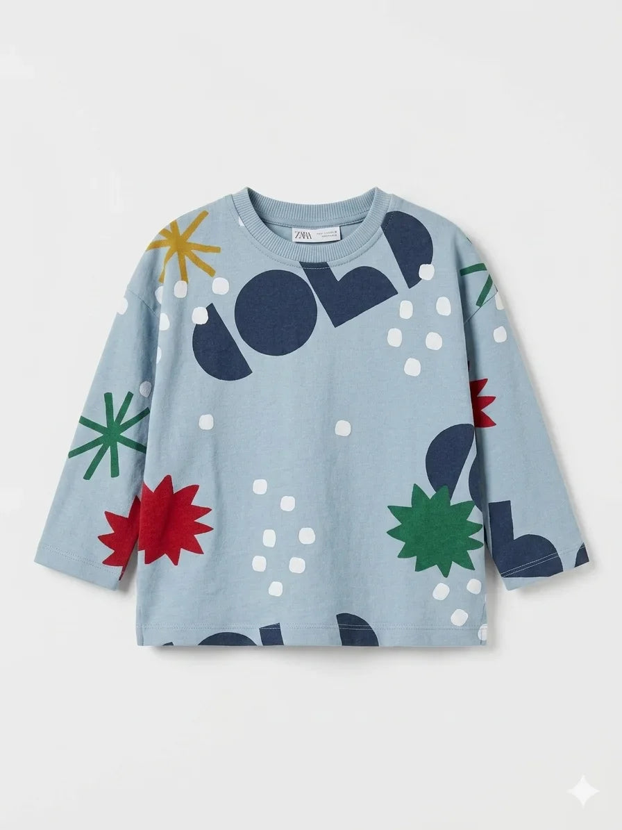 Zara Girl's Light Blue Printed Blouse | Zara In Lebanon