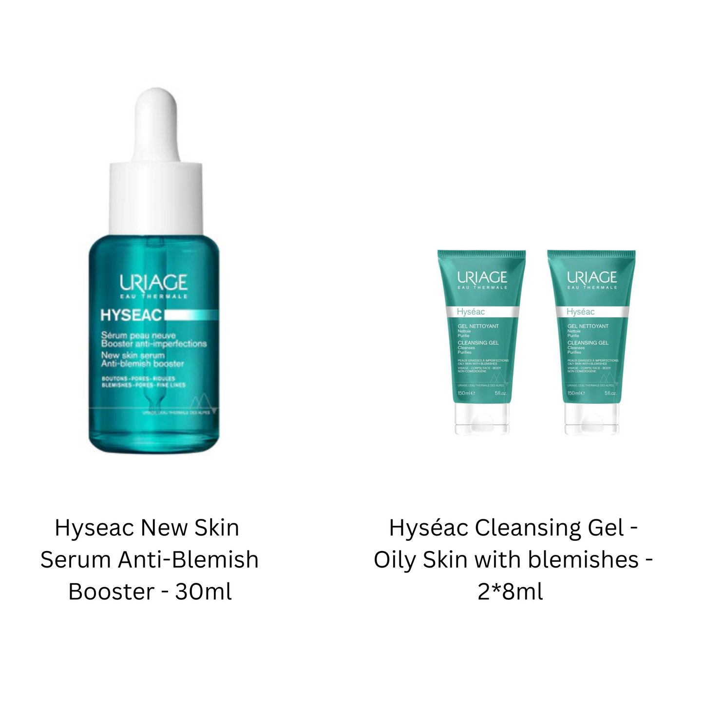 Uriage Hyseac New Skin Serum Anti-Blemish Booster - 30ml + FREE Hyséac Cleansing Gel - Oily Skin with blemishes - 2*8ml