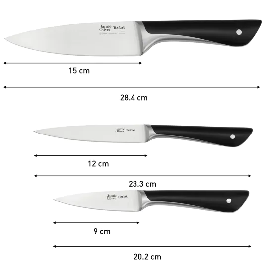 Tefal Jamie Oliver Starter Set (chef Knife 15 Cm, Utility 12 Cm, Paring 9 Cm)