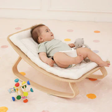 Miila Nest Wooden Baby Rocker Natural Infant Lounger with Soft Padded Seat