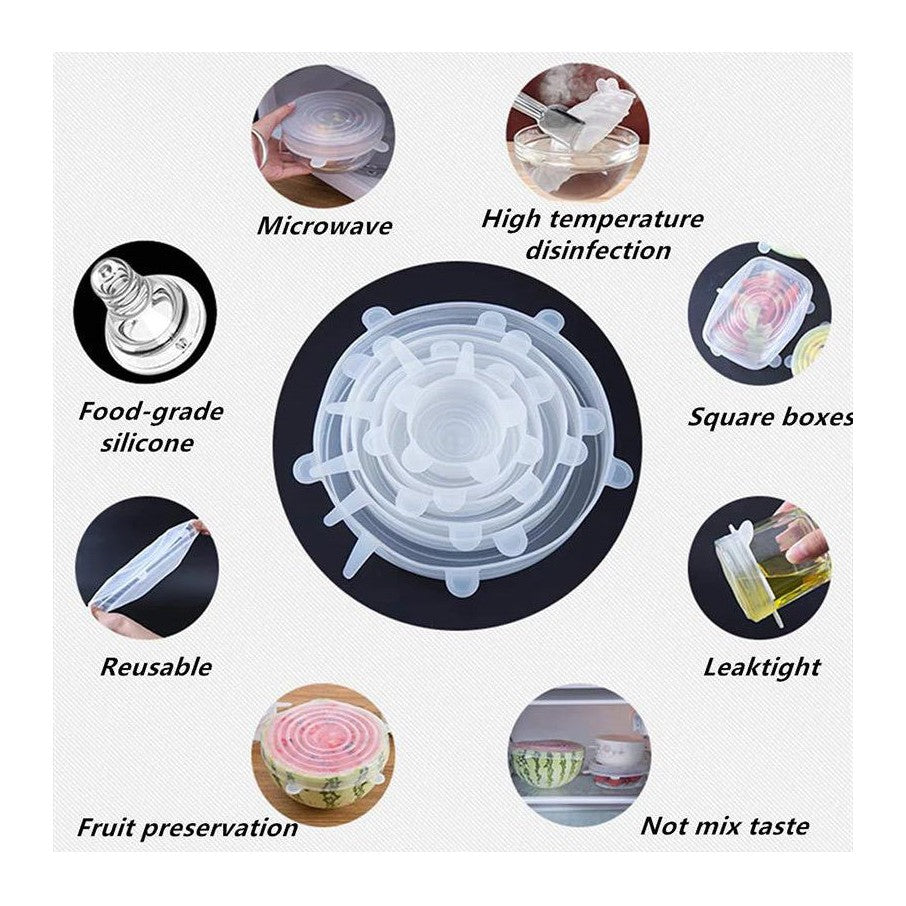 Reusable Round Silicon Stretchy covers set of 6