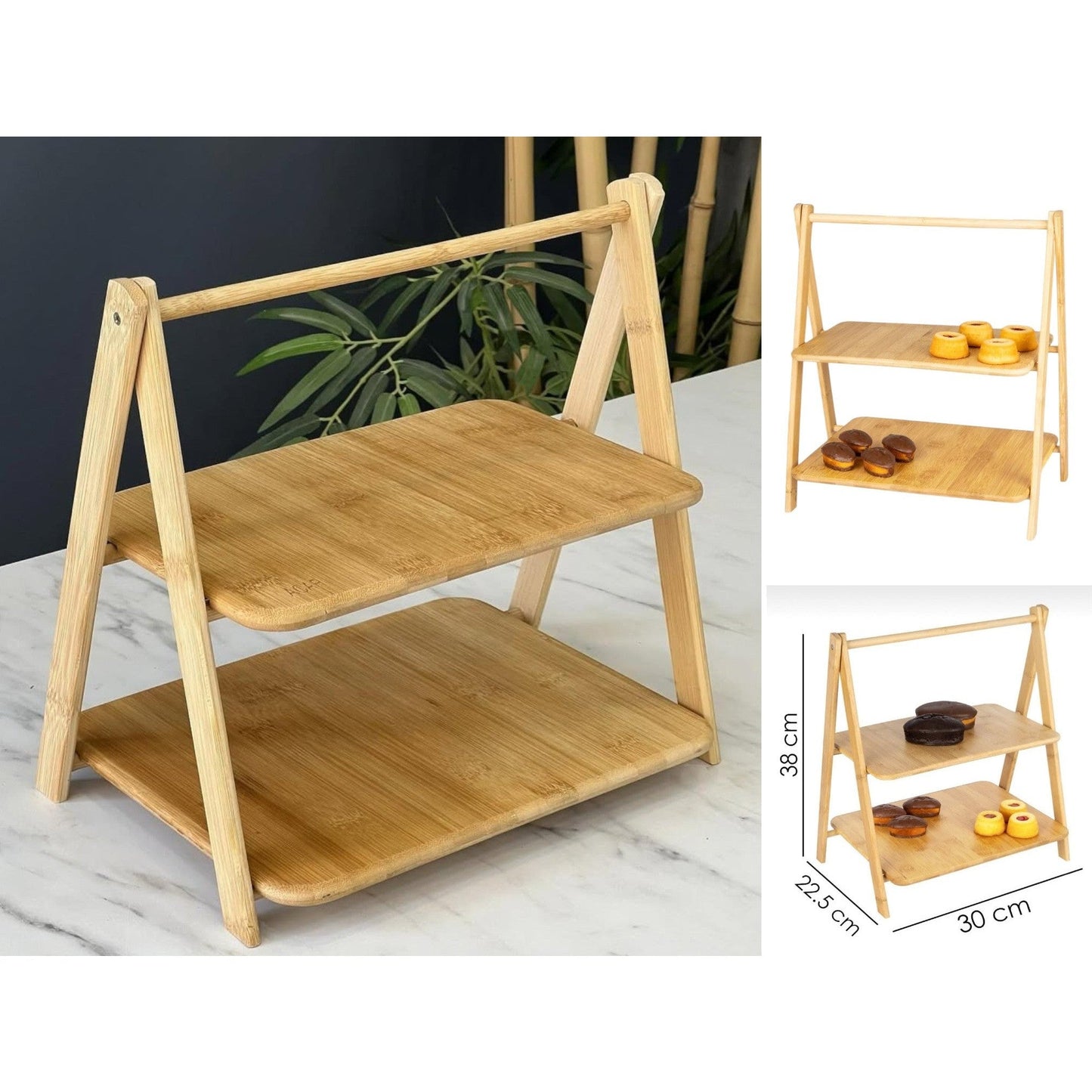 Bamboo stand with 2 presentation Shelves