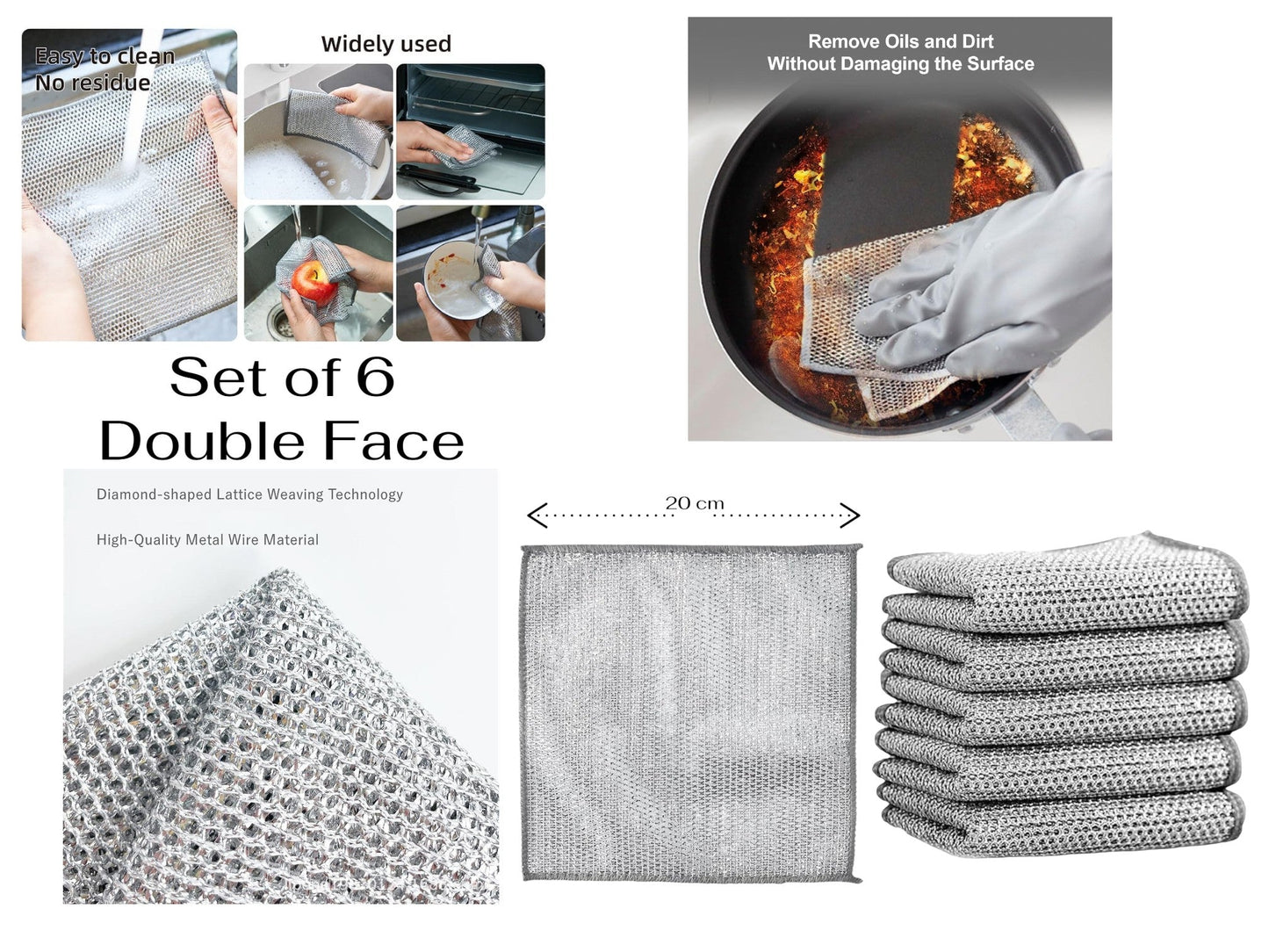 Double Face Multifunctional Cloth & Scrubber 20 cm x6