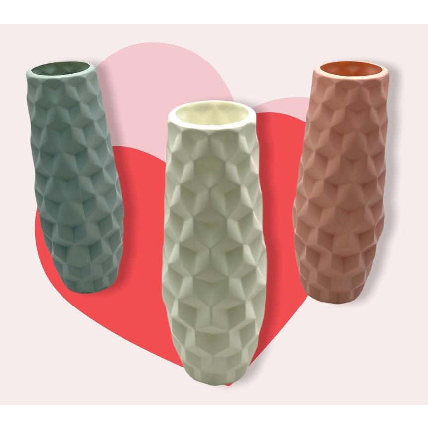 Plastic Vase Ceramic Look Long 27 cm