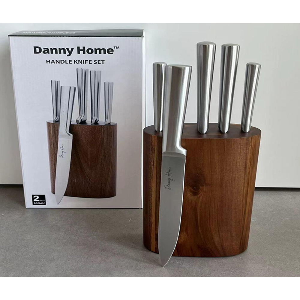 Danny Home 5-Pieces Stainless Steel Knife Set With Acacia Wood Block