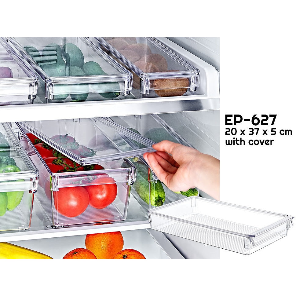 Clear Fridge Organizer with Cover 37 x 20 x 5 cm