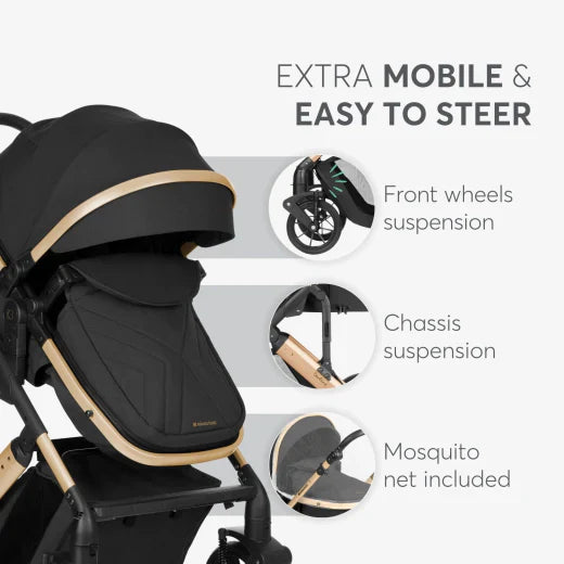 Kikkaboo - Stroller 3in1 Travel System - transform seat - Darling Black - 2024