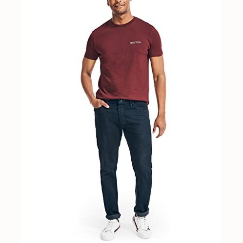 Nautica Men's Short Sleeve Solid Crew Neck T-Shirt, Royal Burgundy, Small - Medaid International