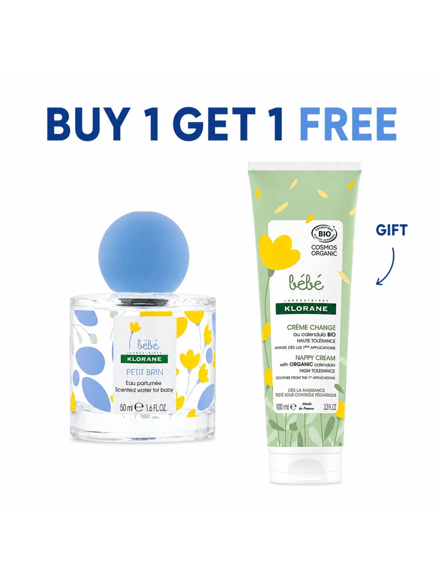 Buy 1 Get 1 Free, Petit Brin Eau Parfumee 50ML + Baby Nappy Cream With Organic Calandula FREE