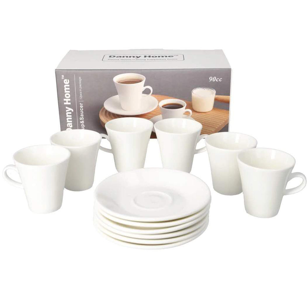 Danny Home Espresso Cup & Saucer 12-Pcs Set 80ml