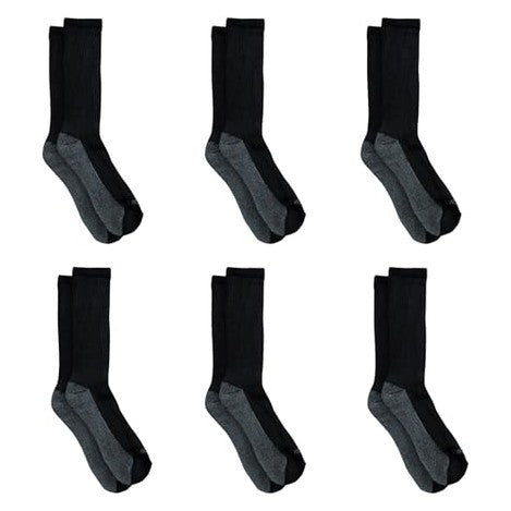 Dickies Men's Dri-tech Original Moisture Control Crew Socks Multipack, Black (6 Pairs), Shoe Size: 6-12, Pack of 6 - Medaid International