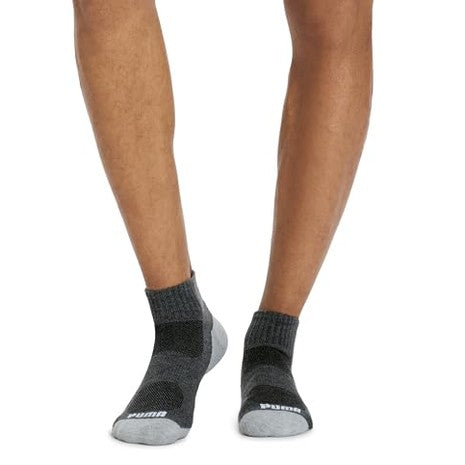 PUMA Socks Mens Quarter Cut Socks, Black/Grey, Sock Size:10-13/Shoe Size: 6-12 (Pack of 6) - Medaid International