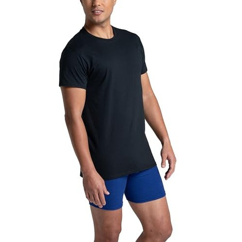 Fruit of the Loom Men's Eversoft Cotton Stay Tucked Crew T-Shirt, Regular - 6 Pack - Black, Medium - Medaid International