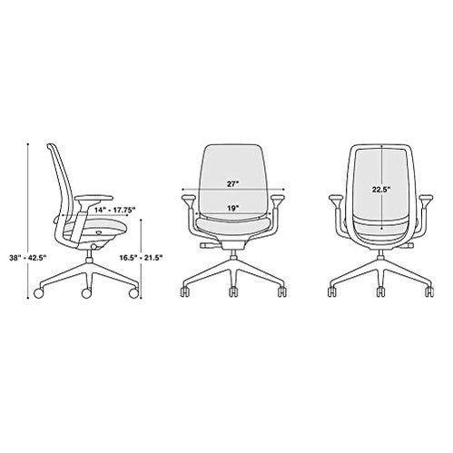 Steelcase Series 2 Office Chair - Ergonomic Work Chair with Wheels for Carpet - with Back Support, Weight-Activated Adjustment & Arm Support - Adjustable Rolling Chairs for Desk - Blue Nickel Fabric - Medaid International