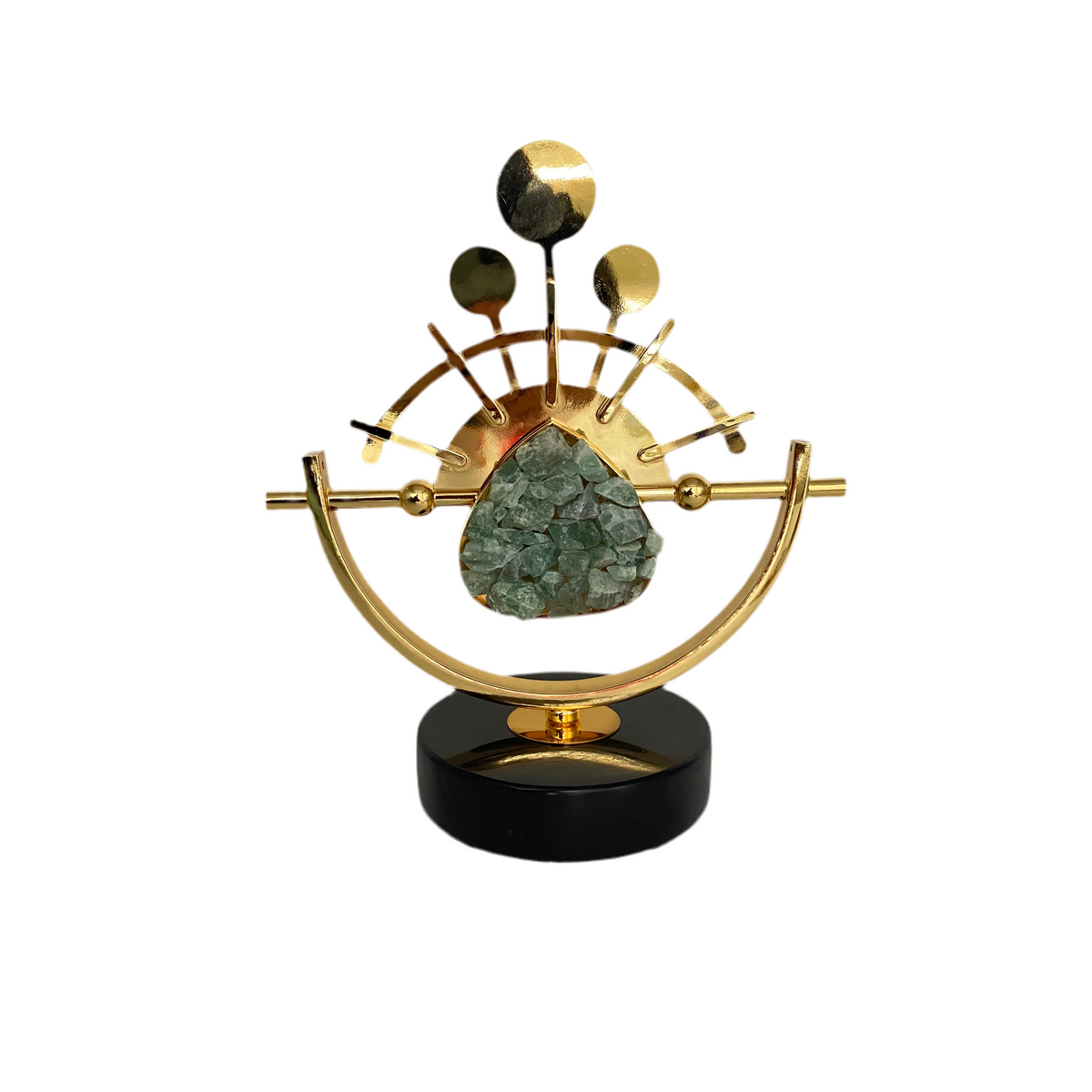 Green Crystal Stone /Golden Metal Decoration
