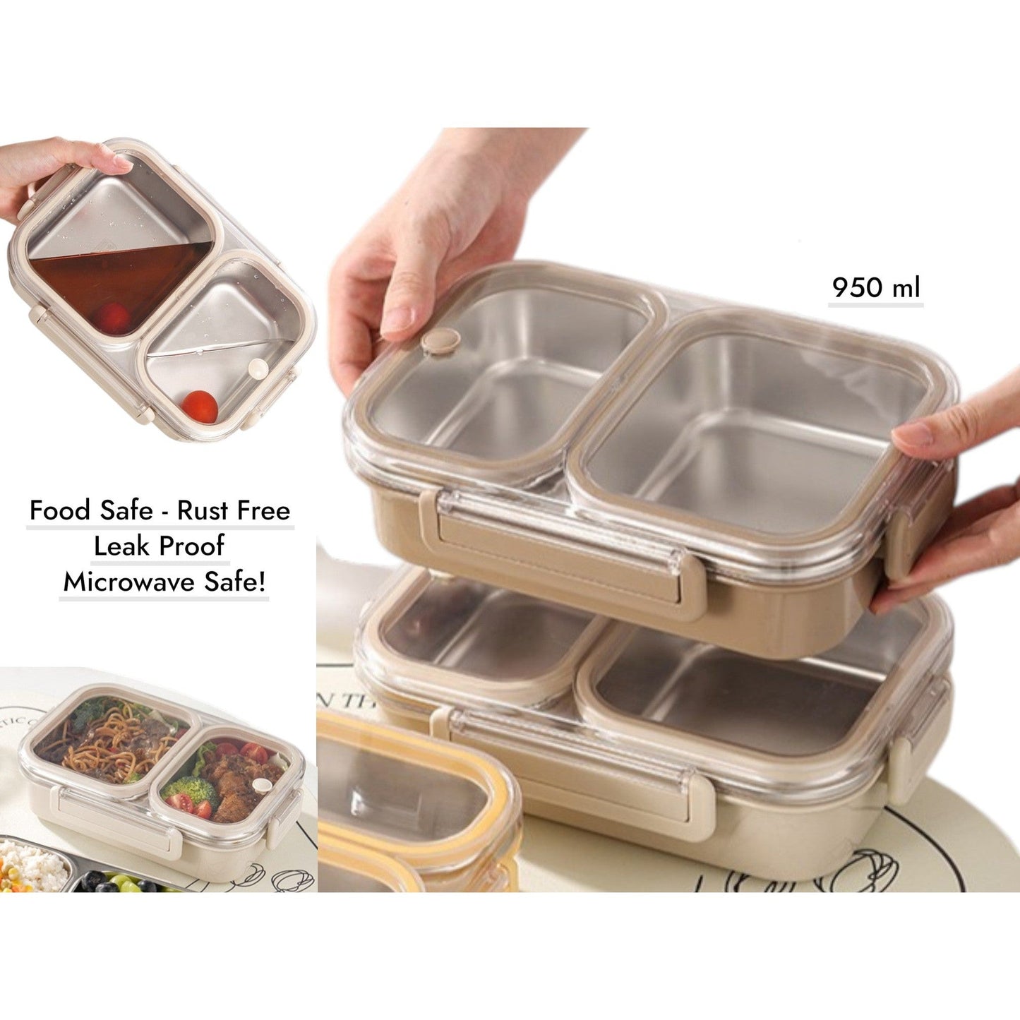Dosthoff SS Inner 2 Compartments Food Container 950 ml