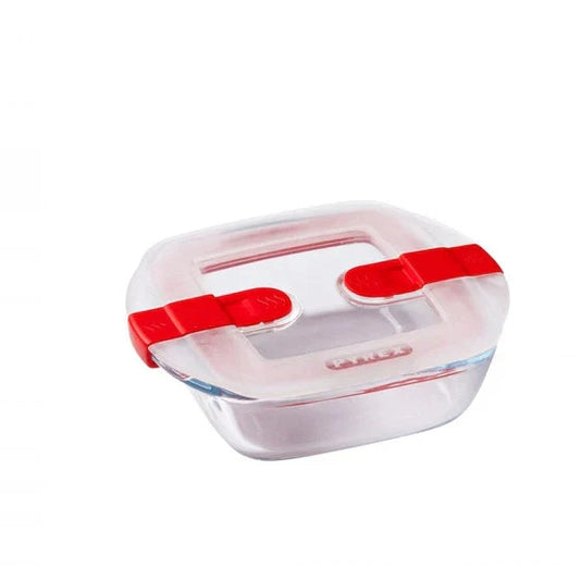 Pyrex, Cook & Heat Square Glass Food Container With Patented Microwave Safe Lid 0.3L
