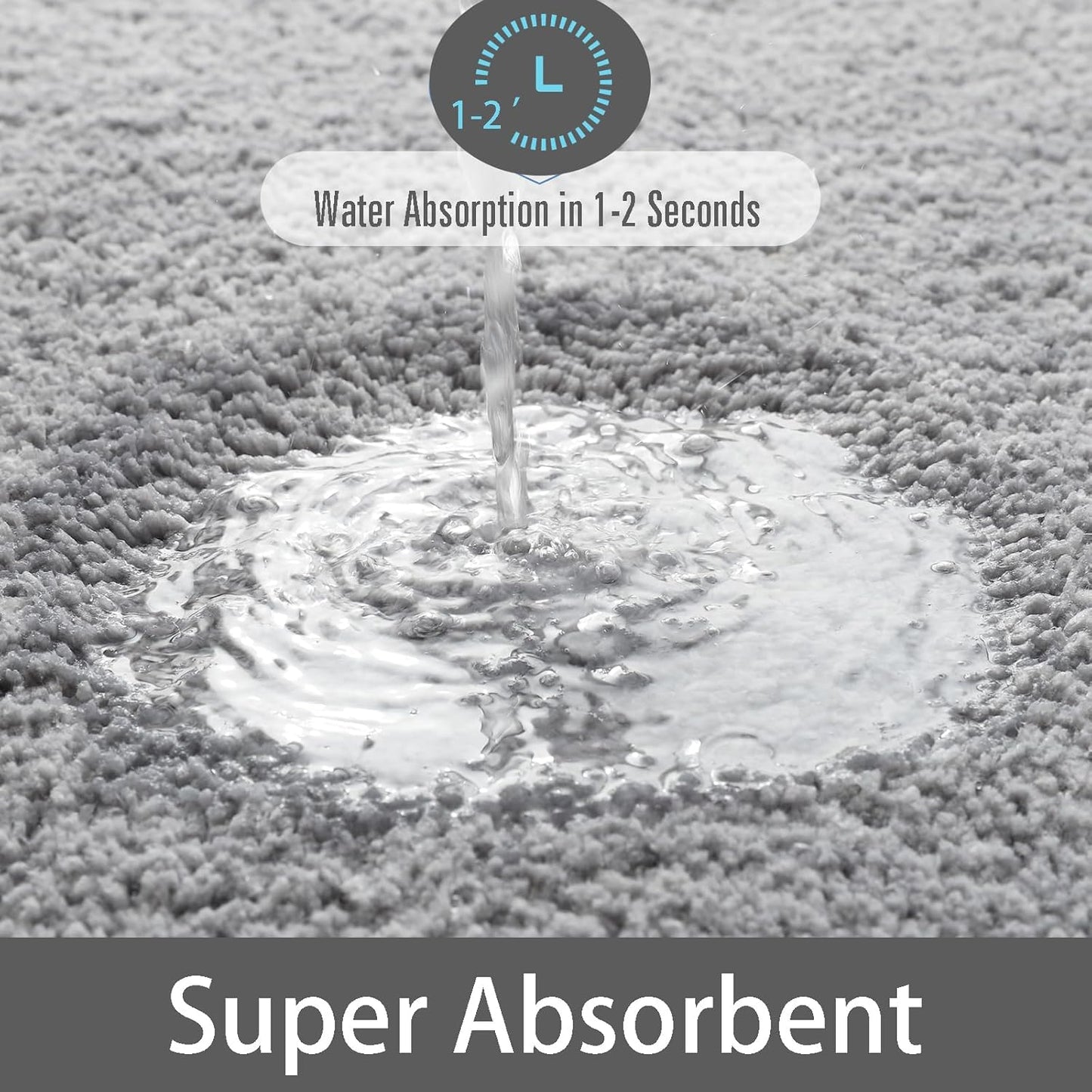 Danny Home Luxury Bath Mat Absorbent Non-Slip Washable Shaggy Bathroom Rug 50X80CM – Grey