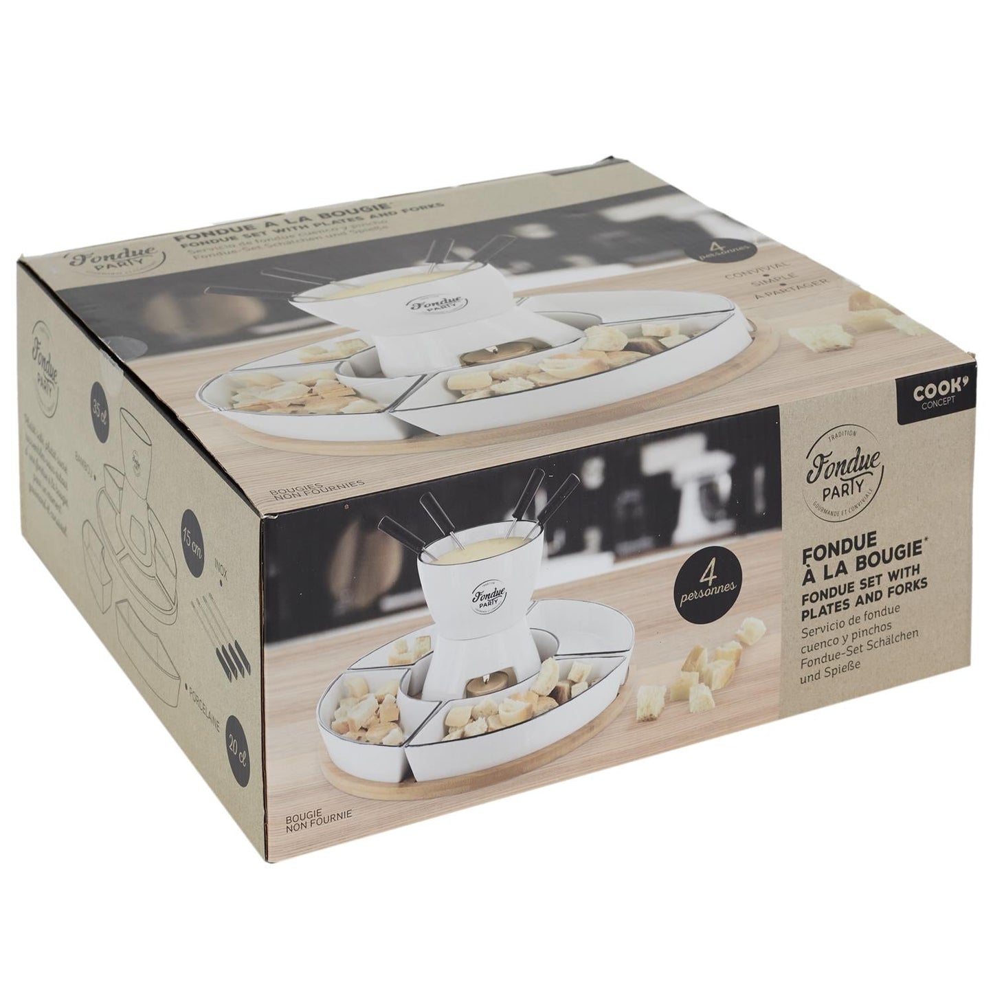 FONDUE SET WITH PLATE WITH 4 FORKS