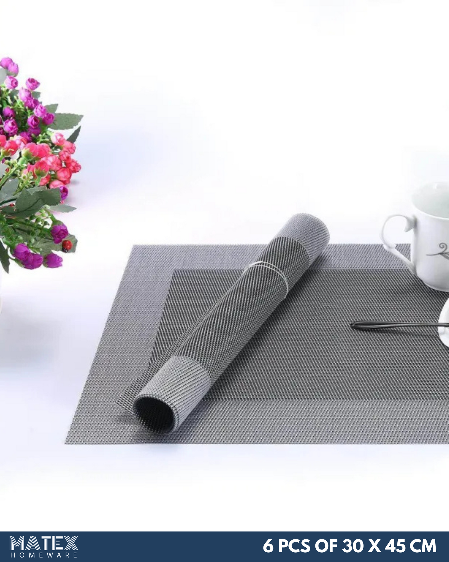 Grey Place Mats 6pcs for Table