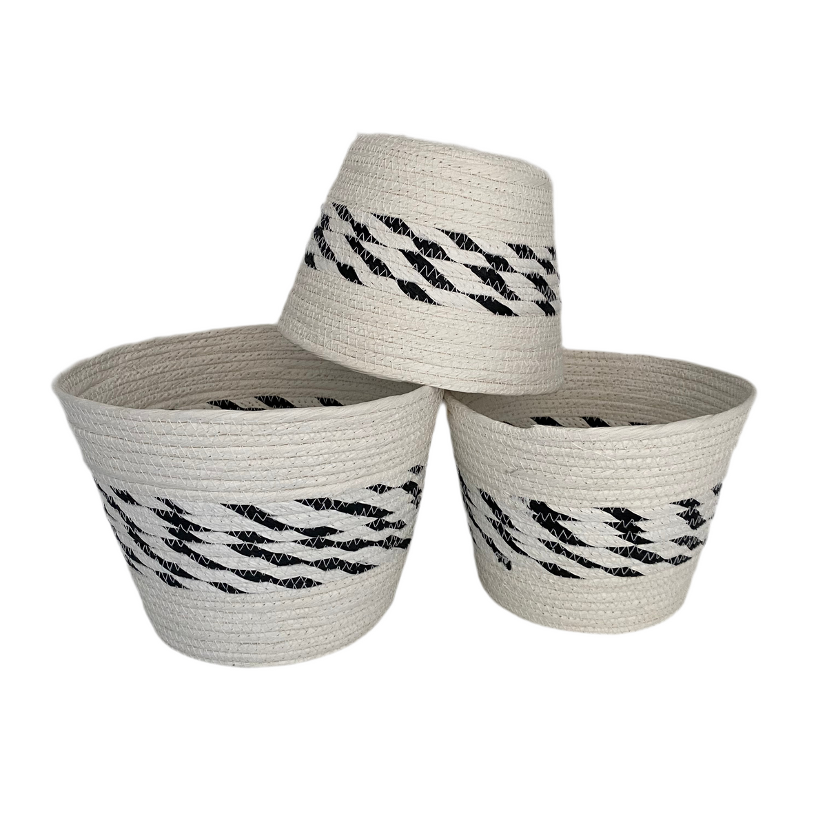 3 Pcs Round Straw Basket Set