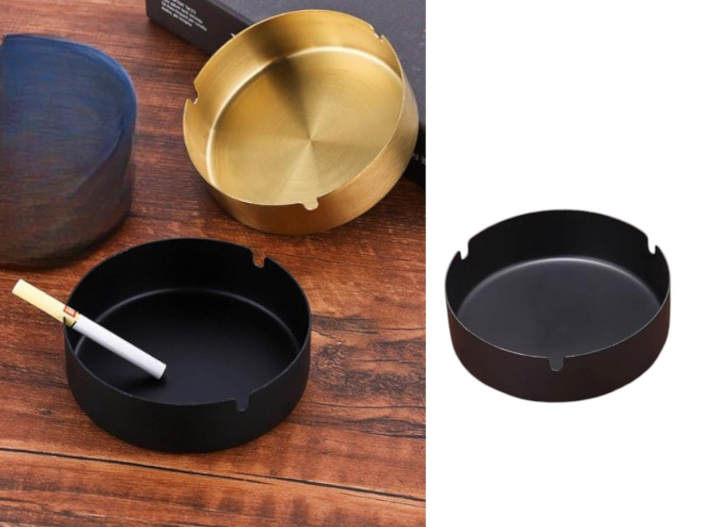 SS Ashtray Black Mat Finish Color 10 cm