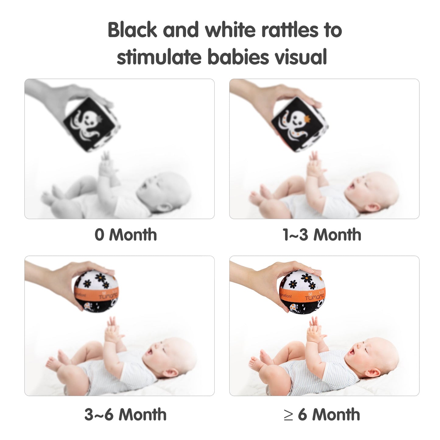 Tumama Kids - Geometric Hanging Rattle Set - Black And White