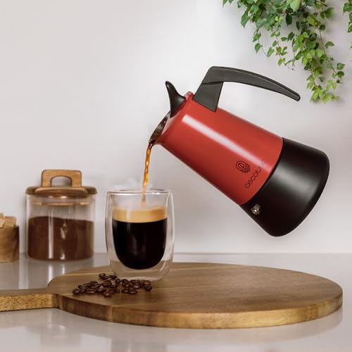 Cecotec - Elegant Steel Italian Coffee Maker for 2 Cups, 100 ml Capacity, Safety Valve