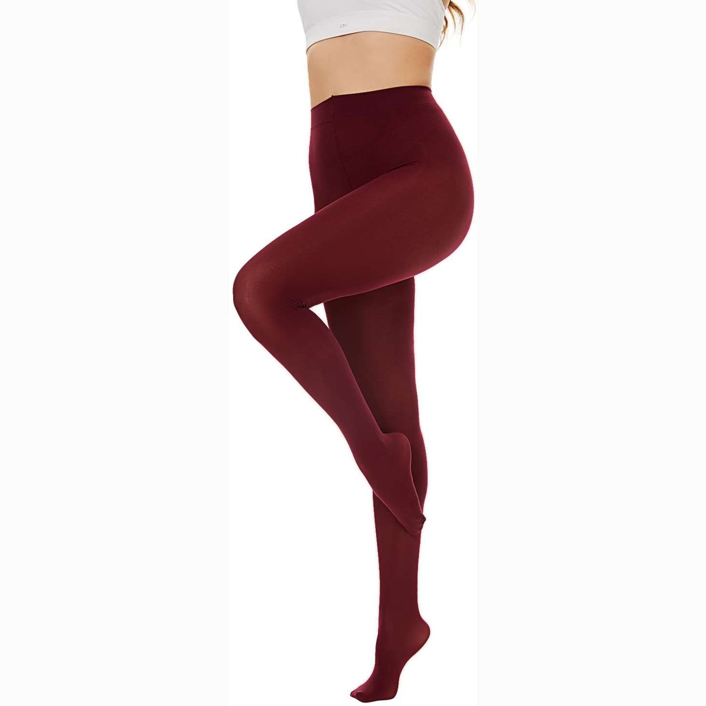 Hiltzo 80D Women's Tights Opaque Ultra Soft Solid Color Stretchable High Waist Footed Pantyhose with 25 Colors Wine Red-Small-Medium - Medaid International