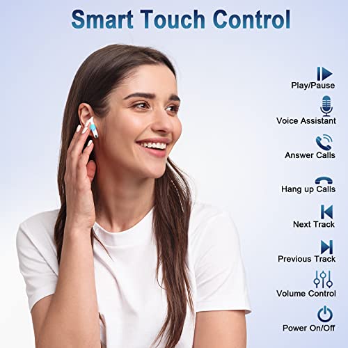 Wasart - Wireless Bluetooth 5.3 Earbuds, 40H Playtime, CVC8.0 Mic, IP7 Waterproof