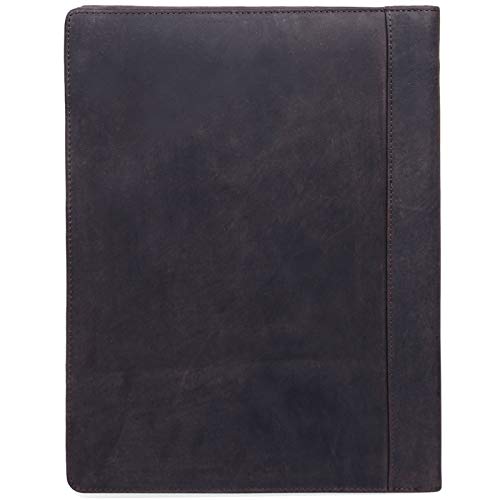 Stilord - 'Julius' Vintage A4 Leather Conference Folder for Tablets, Dark Brown