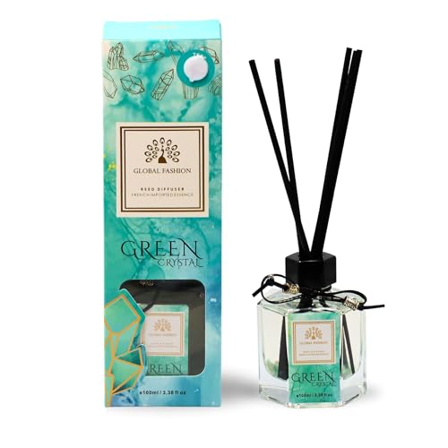 Luxury Reed Diffuser 100ml | French Imported Essence, Long-Lasting Fresh Floral Scent | Eco-Friendly Home Decor & Aromatherapy Gift Set (Green Crystal) - Medaid International