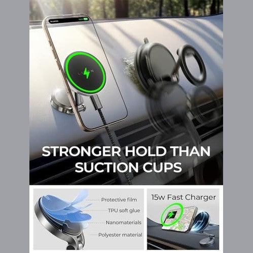 Lisen - 15W Fast Charging MagSafe Car Mount Charger for iPhone 15 Pro Max