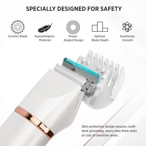 Kaphio - 2-in-1 Bikini Trimmer & Shaver, IPX7 Waterproof, Rechargeable, Wet/Dry Use