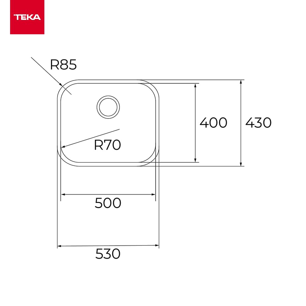 TEKA BE 50.40 Max - Undersink, 1 Sink, Low Worktop, Sink 60 cm, Depth 20 cm, Stainless Steel Sink