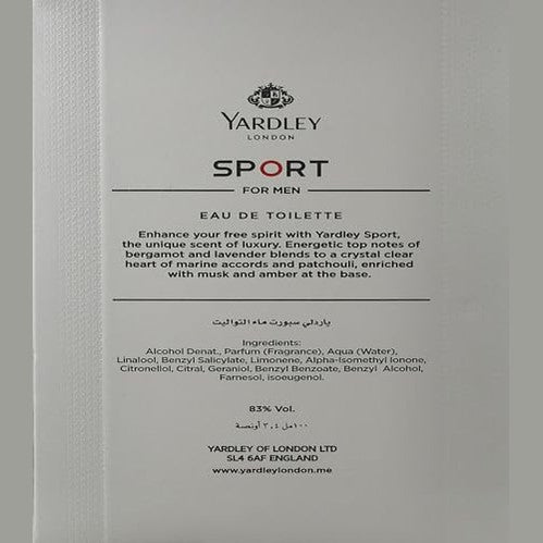 Yardley Yardley Sport Eau De Toilette Spray 3.4 Oz for Men By 3.4 Fl Oz, 5438304 - Medaid International