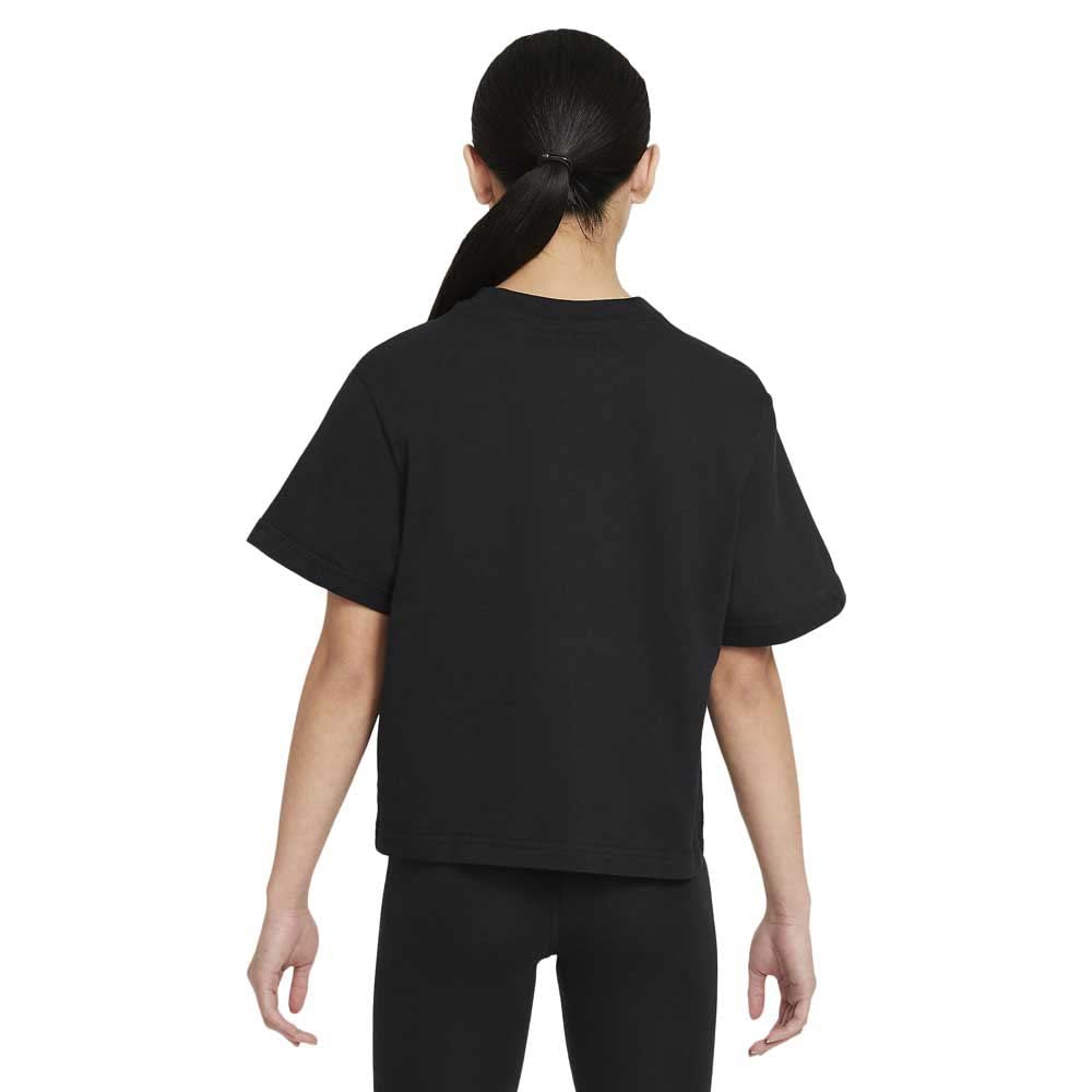 Nike Girl's NSW Tee Essential Short Sleeve Boxy (Little Kids/Big Kids) Black SM (8 Big Kid) - Medaid International