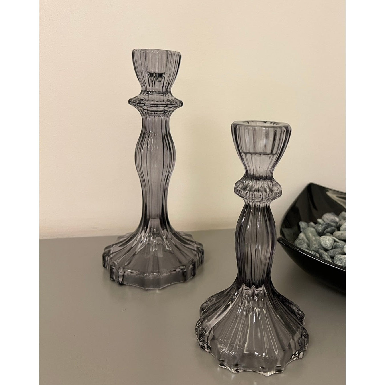 Glass Candle Holder – Elegant Ribbed Design