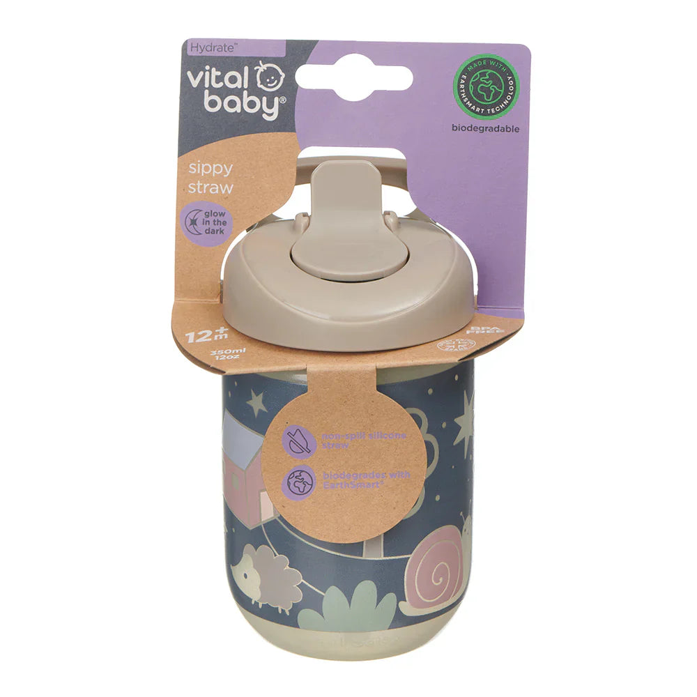 Vital Baby Woodland Glow Sippy Straw Cup 350ml Non-Spill