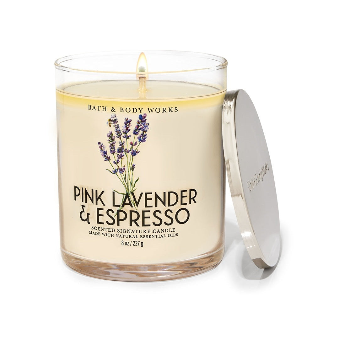 Bath And Body Pink Lavender And Espresso One Wick Candle 227g
