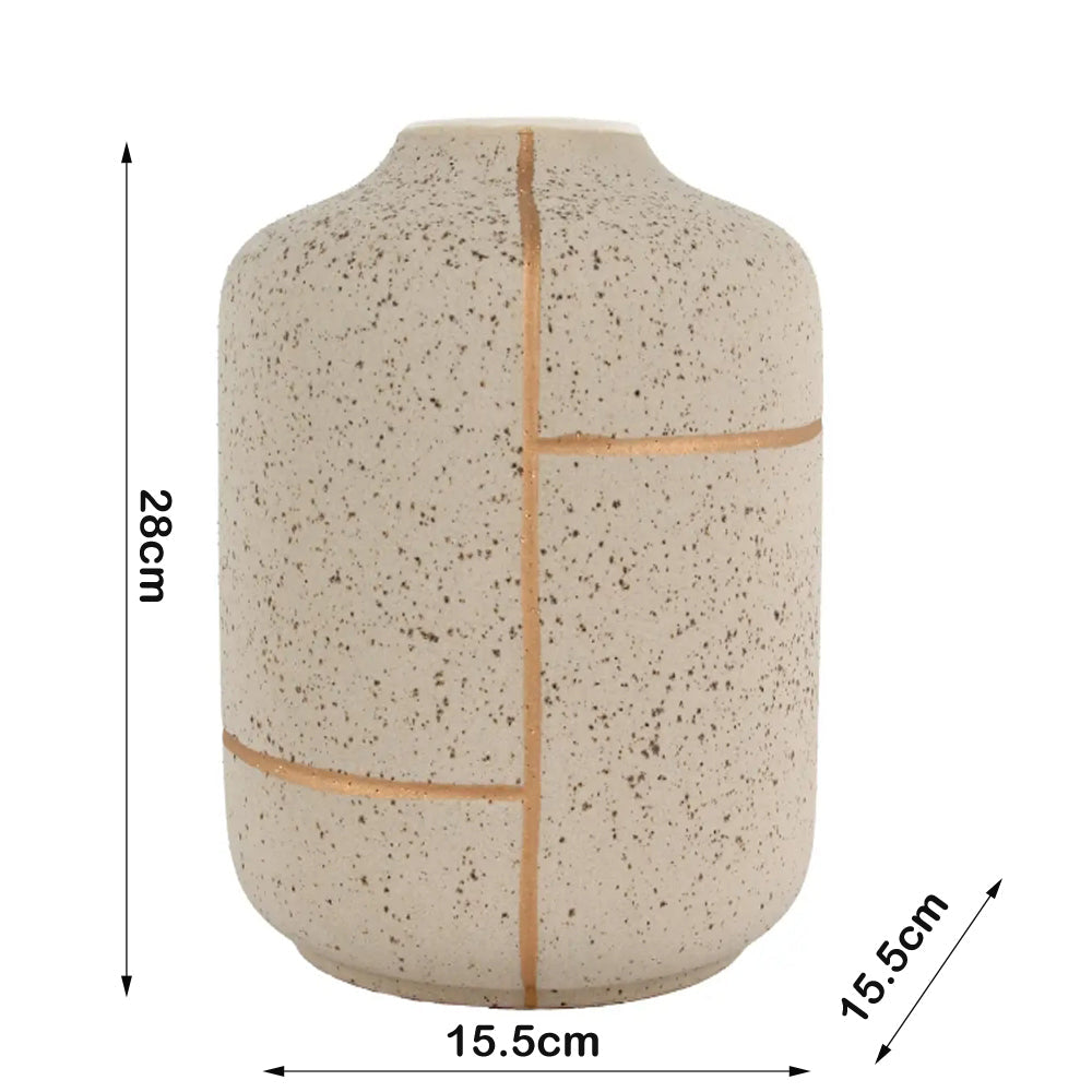 Danny Home Decorative ceramic vase 28cm – Beige and Gold