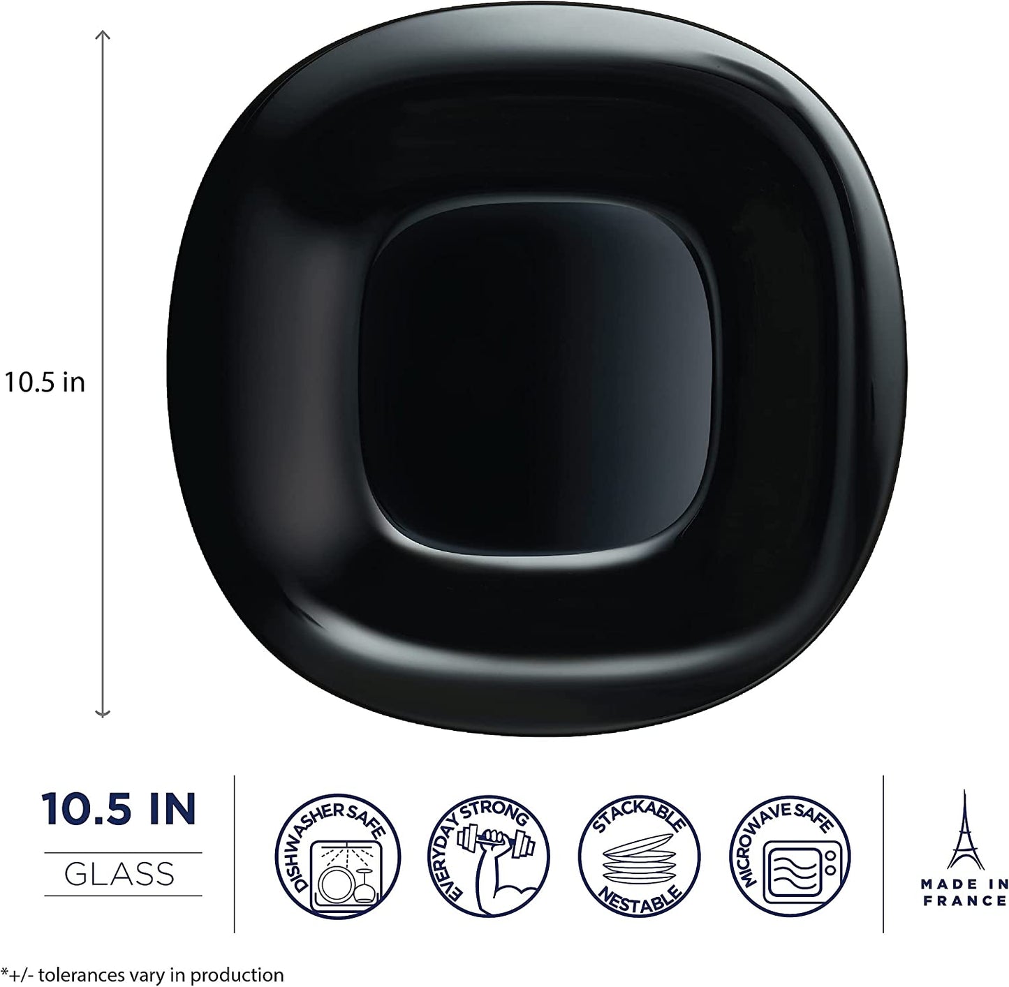 Luminarc carine black dinner plate set of 6 - 27cm