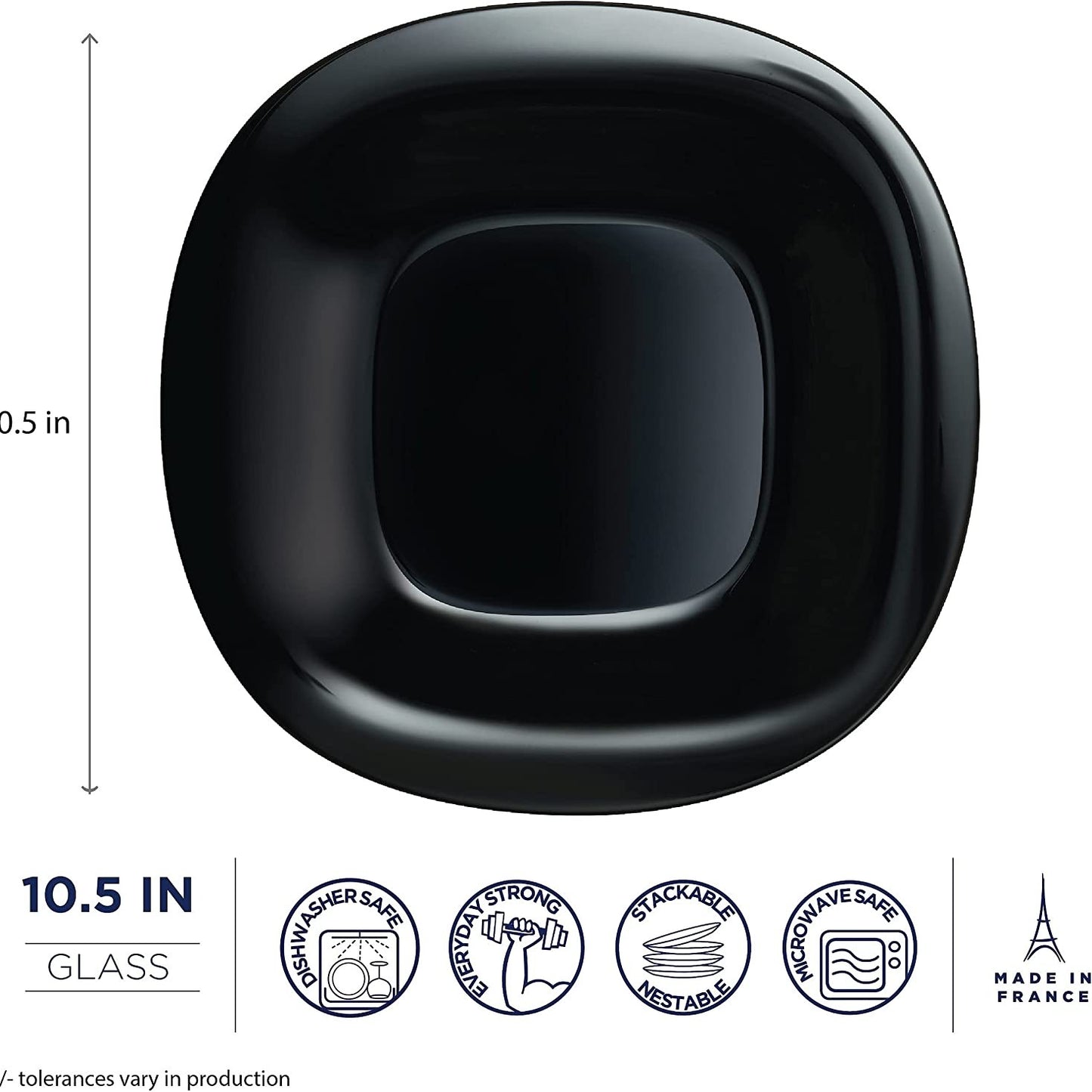 Luminarc carine black dinner plate set of 6 - 27cm