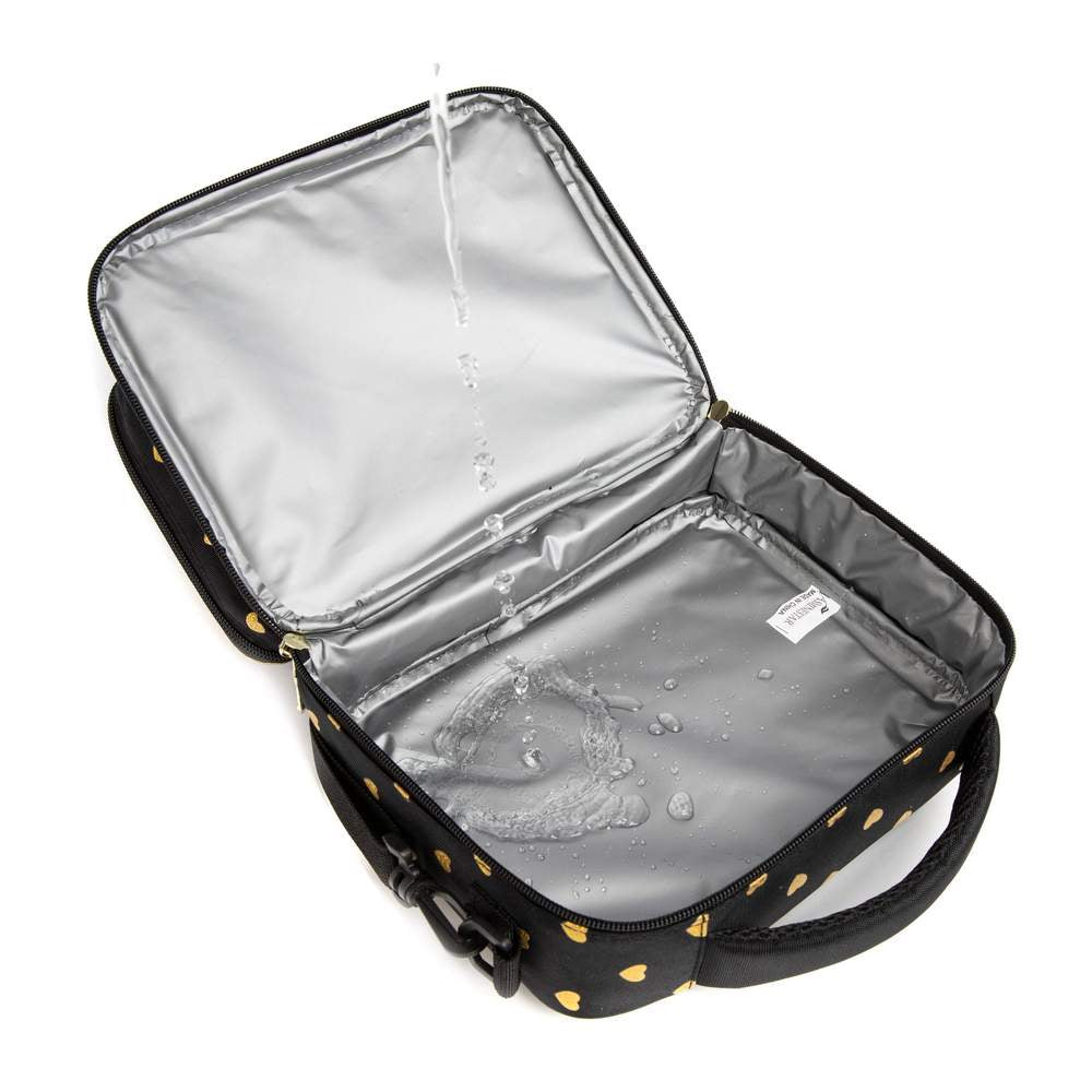 (NET) Heart Shaped Lunch Bag With Bottle Holder Crossbody Lunch Box With 3 Compartments