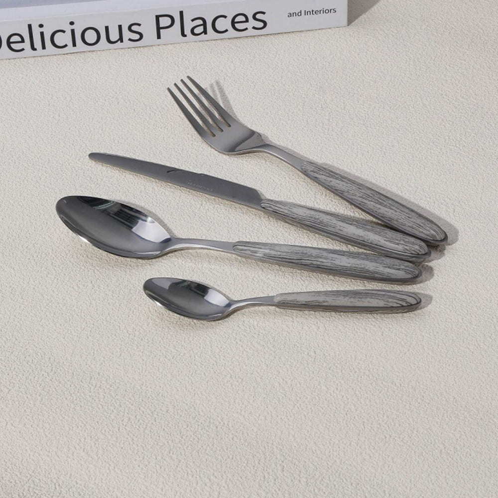 Danny Home 16-Pieces Stainless Steel Elegant Wood Handle Flatware Set
