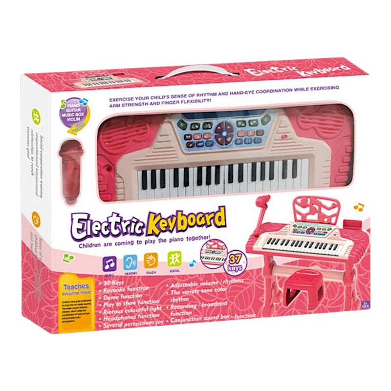(Net)Electronic Piano Large Set Microphone Chair Piano For Children