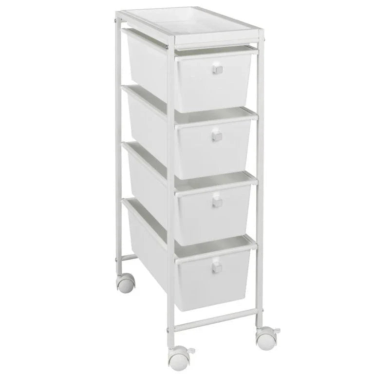 White trolley on wheels GALA, 4-tier By Wenko.de