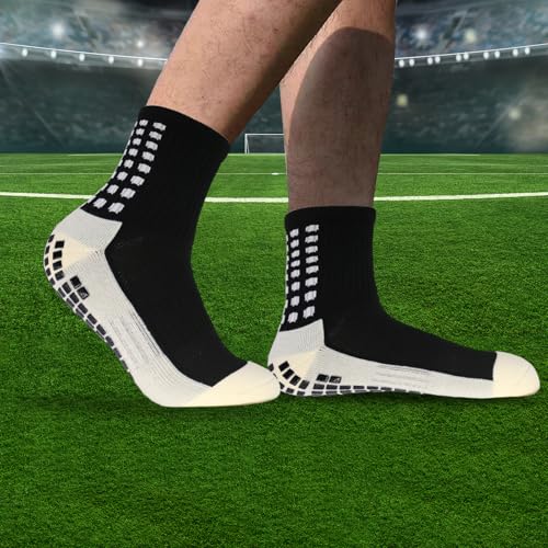 Yufree 4 Pairs Mens Grip Soccer Socks Non Slip Grippy Women Socks for Football Basketball Sports - Medaid International